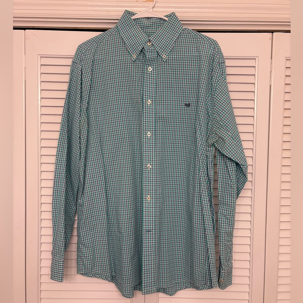 Men's Navy and Teal Southern Marsh Button Down